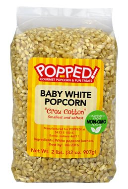 Crow Cotton (Baby White) Kernels - Popped Newnan